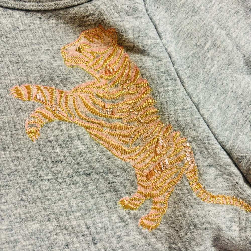 Anthropologie Akemi+Kin Gray Orange Sweatshirt Top Cotton Blend Size XS - Picture 13 of 14